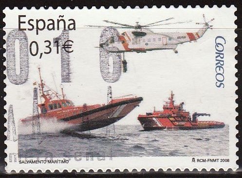 España 2008 4399 Sello º Salvamento Maritimo Helicóptero Timbre Espagne Spain Spagna 